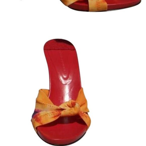 Donald Pliner Orange Tie Dye Mesh Elastic Leather Strappy Shoe Sandal $225 NIB - Picture 4 of 5